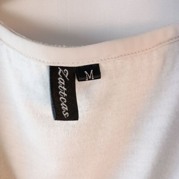 Zattcas Women Maxi Dress M Smocked V Neck Short Sleeve High Low Flowy Long - Picture 4 of 7